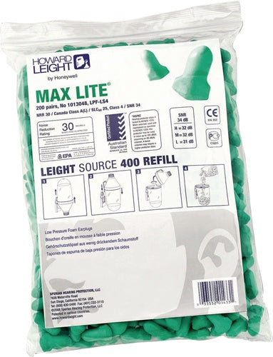 Gehörschutzstöpsel MAX LITE REFILL LS400 EN352:2020 SNR 34 dB Nachfüllpack 200 Paar / Pack HONEYWELL HOWARD LEIGHT