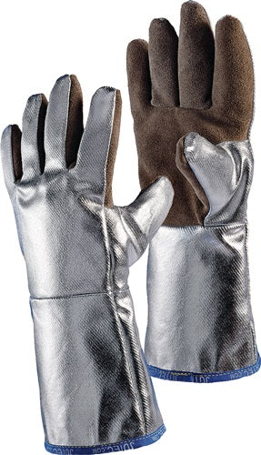 Hitzeschutzhandschuhe 5-Fingerhandschuh 10 braun/silber Spaltleder maluminPreox-Aramidgewebe EN 388 EN 407 PSA-Kategorie I