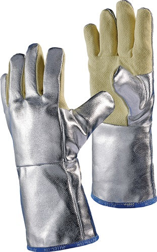 Hitzeschutzhandschuhe 5-Fingerhandschuh 10 gelb/silber mit aluminPreox-Aramid EN 388 EN 407 PSA-Kategorie III JUTEC