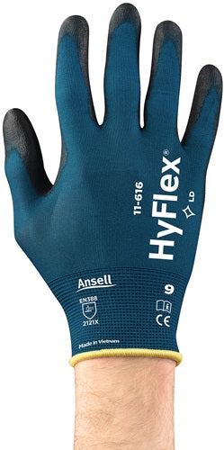 Handschuhe HyFlex® 11-616 Größe 10 grünblau/schwarz EN 388:2016 PSA-Kategorie II 12 Paar ANSELL - VPE: 12
