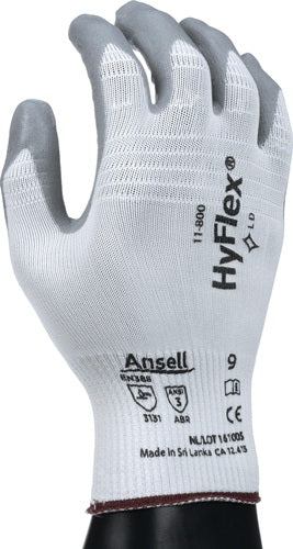 Handschuhe HyFlex 11-800 Größe 10 weiß/grau EN 388 PSA-Kategorie II ANSELL - VPE: 12