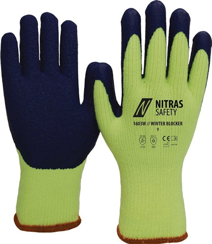 Kälteschutzhandschuhe Winter Blocker Größe 9 neongelb/blau EN 388 EN 511 PSA-Kategorie II NITRAS - VPE: 12