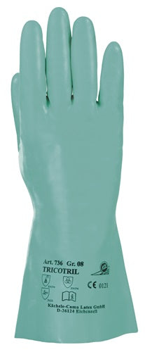 Chemikalienhandschuhe Tricotril 736 Größe 10 grün EN 388 EN 374 PSA-Kategorie III HONEYWELL - VPE: 10
