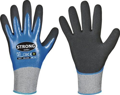 Schnittschutzhandschuhe Delano Größe 9 dunkelblau/schwarz EN 388 PSA-Kategorie II 12 Paar STRONGHAND - VPE: 12