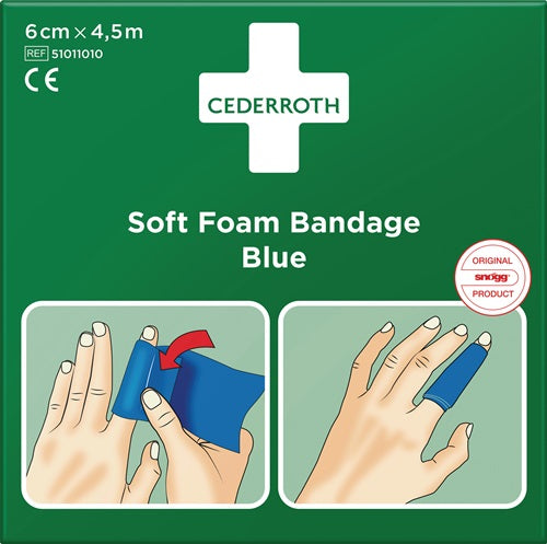 Soft Foam Bandage selbsthaftend elastisch blau Rolle 6 cm x 45 m CEDERROTH
