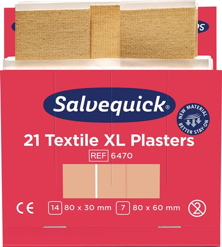 Pflasterstrips Salvequick Textilpflaster extra groß 6 Nachfüllpack je 21 St SALVEQUICK