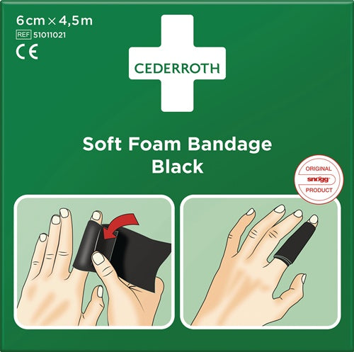 Soft Foam Bandage selbsthaftend elastisch schwarz Rolle 6 cm x 45 m CEDERROTH
