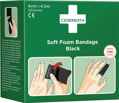 Soft Foam Bandage selbsthaftend elastisch schwarz Rolle 6 cm x 45 m CEDERROTH – Ansicht 3