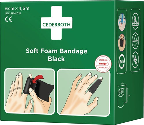 Soft Foam Bandage selbsthaftend elastisch schwarz Rolle 6 cm x 45 m CEDERROTH – Ansicht 4
