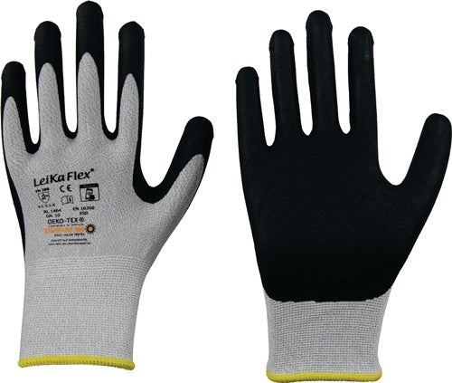Handschuhe LeikaFlex® Touch 1464 Größe 7 grau/schwarz EN 388 PSA-Kategorie II 12 LEIPOLD - VPE: 12
