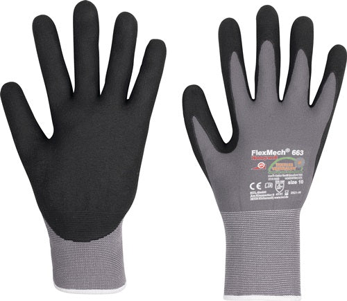 Handschuhe FlexMech 663 Größe 9 grau/schwarz Nylon/Elastan/Nitrilschaum EN 388 PSA-Kategorie II 10 Paar HONEYWELL - VPE: 10