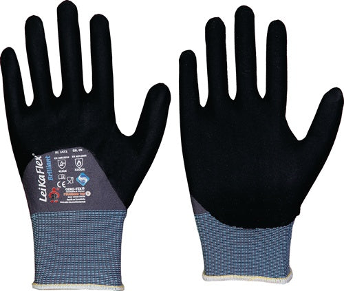 Handschuhe LeikaFlex® Brilliant Größe 11 grau/schwarz PSA-Kategorie II 12 Paar LEIPOLD - VPE: 12