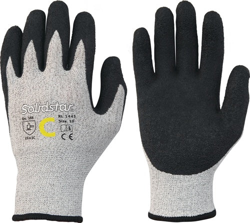 Schnittschutzhandschuhe Solidstar 1443 Größe 8 grau/schwarz EN 388 PSA-Kategorie II 12 Paar LEIPOLD - VPE: 12