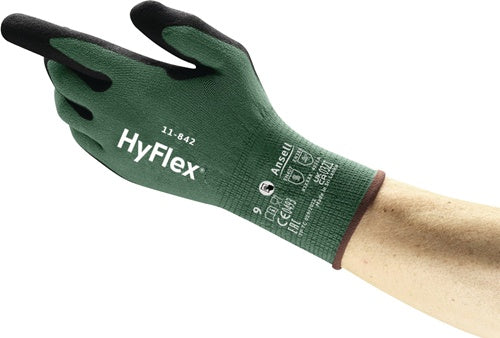 Handschuhe HyFlex 11-842 Größe 10 schwarz/grün EN ISO 21420EN 388 EN407 PSA-Kategorie III ANSELL - VPE: 12