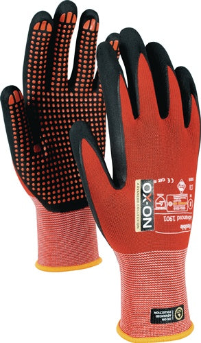 Handschuhe Flexible Advanced 1901 Größe 10 schwarz/rot EN 388 EN 420+A1 PSA-Kategorie II OX-ON - VPE: 12