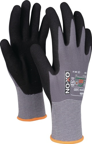 Handschuhe Flexible Supreme 1600 Größe 9 schwarz/hellgrau EN388 EN420+A1 EN407 PSA-Kategorie II OX-ON - VPE: 12
