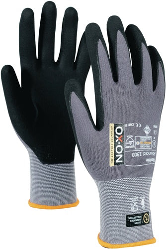 Handschuhe Flexible Advanced 1900 Größe 10 schwarz/hellgrau EN388 EN420+A1 EN407 PSA-Kategorie II OX-ON - VPE: 12