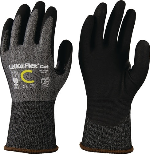 Schnittschutzhandschuhe LeiKaFlex® CUT RL 1636 Größe 8 grau/schwarz EN 388 PSA-Kategorie II LEIPOLD - VPE: 12