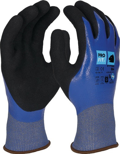 Schnittschutzhandschuhe Ultra DRY CUT D Größe 10 blau / schwarz EN 388 EN 407 PSA-Kategorie II PRO FIT - VPE: 12