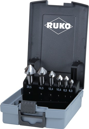Kegelsenkersatz DIN 335 C 90 ° 63-205 mm HSS-Co 5 6-teilig Kunststoffkassette RUKO