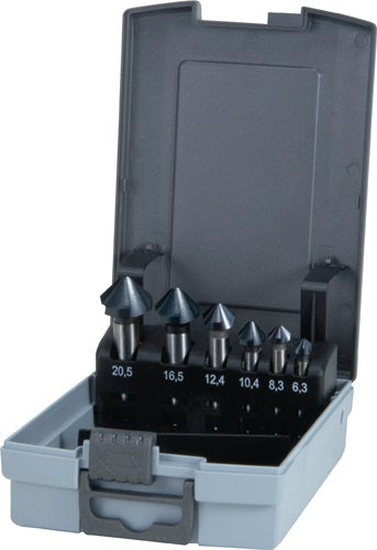 Kegelsenkersatz DIN 335 C 90 ° 63-205 mm HSS TiAlN 6-teilig Kunststoffkassette RUKO