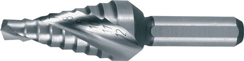 Stufenbohrer Bohrbereich 4-12 mm HSS spiralgenutet Gesamtlänge 48 mm Schneidenanzahl 2 Stufenanzahl 9 RUKO