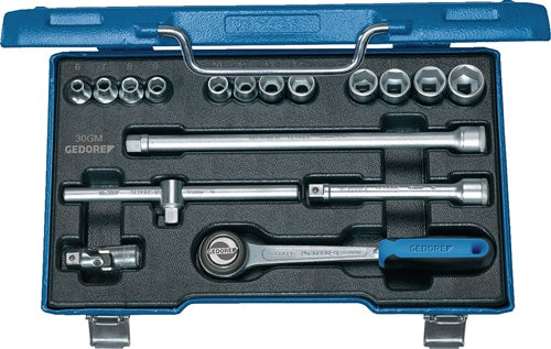 Steckschlüsselsatz 30 GMU-3 17-teilig 3/8 ? Schlüsselweißen 6-19 mm Anzahl Zähne 72 6-Kant GEDORE