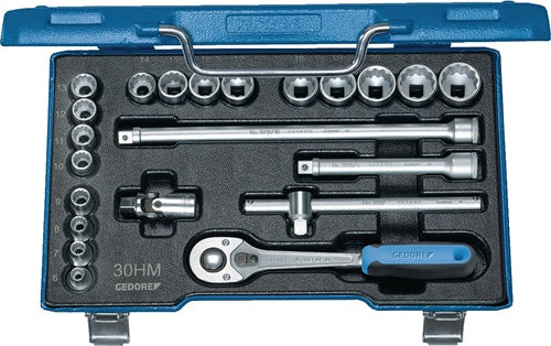 Steckschlüsselsatz 30 HMU-10 22-teilig 3/8 ? Schlüsselweißen 6-22 mm Anzahl Zähne 32 6-Kant GEDORE