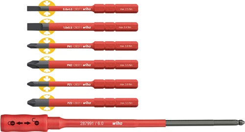 Wechselklingensatz slimBit Pack 7-teilig Torque/Schlitz/Phillips/Pozidriv WIHA