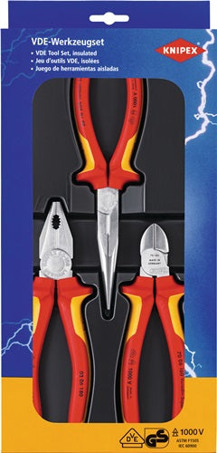 Zangensatz Elektro-Paket Inhalt 3-teilig VDE verchromt Kunststofftiefziehteil KNIPEX
