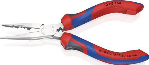 Verdrahtungszange Länge 160 mm 05-075 / 15 / 25 mm² verchromt Mehrkomponenten-Hüllen KNIPEX