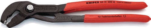 Federbandschellenzange Gesamtlänge 250 mm Kapazität max 70 mm Einstellungen 19 Kunststoffüberzug KNIPEX