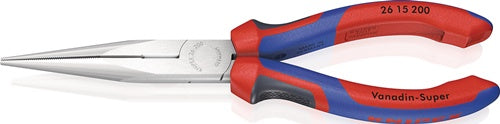 Flachrundzange Länge 200 mm verchromt gerade Mehrkomponenten-Hüllen KNIPEX