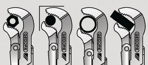 Eckrohrzange Eck-Schwede-snap® Gesamtlänge 630 mm Spannweiße 110 mm für Rohre 3 ? GEDORE – Ansicht 3