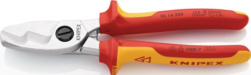 Kabelschere Länge 200 mm Kopf verchromt VDE Mehrkomponenten-Hüllen KNIPEX