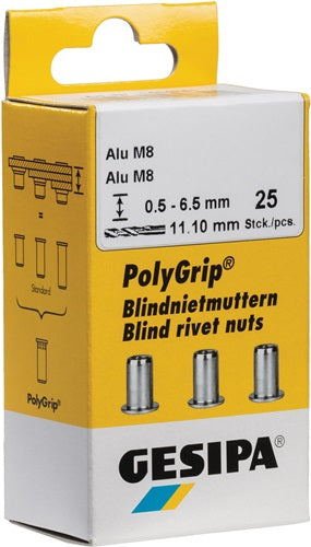 Blindnietmutter PolyGrip® Nietschaft d x l 7 x 135 mm M5 Alu 50 Stück GESIPA