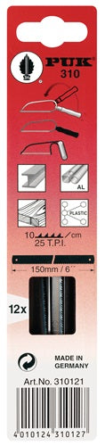 Metallsägeblatt 310 Länge 150 mm Zähne per Zoll 25 1-seitig 12 Stück / Karte PUK