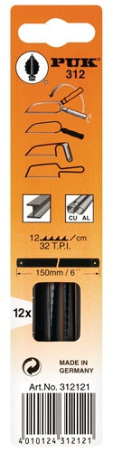Metallsägeblatt 312 Länge 150 mm Zähne per Zoll 32 1-seitig 12 Stück / Karte PUK