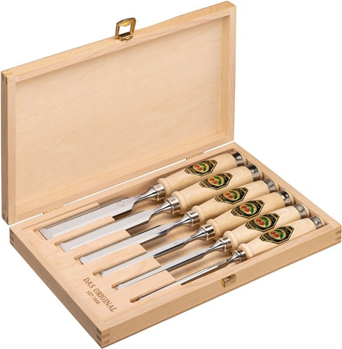 Stechbeitelsatz 61012162026 mm weißbuchenheft Ulmer Form 6-teilig Holzkasten KIRSCHEN