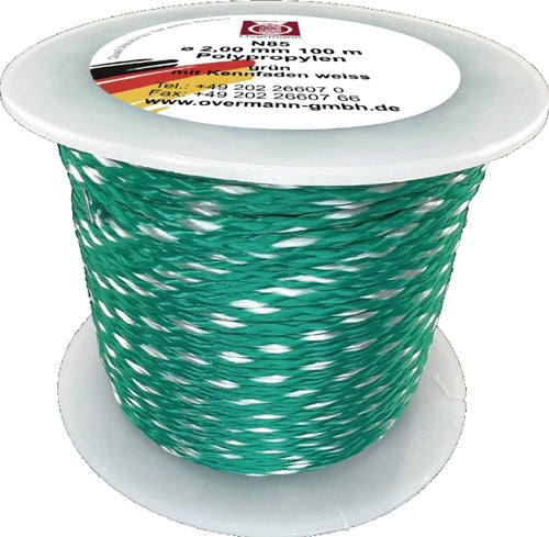 Maurerschnur Länge 100 m Ø 2 mm 65 kg Polypropylen grün/weiß OVERMANN - VPE: 6