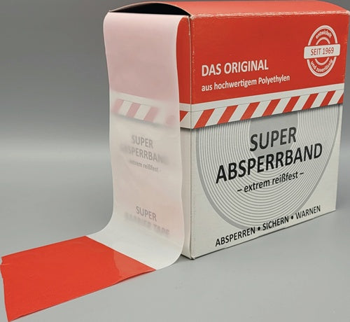 Absperrband Länge 100 m Breite 80 mm rot/weiß geblockt 100m/Karton KELMAPLAST