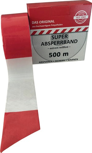 Absperrband Länge 500 m Breite 80 mm rot/weiß geblockt 500m/Karton KELMAPLAST