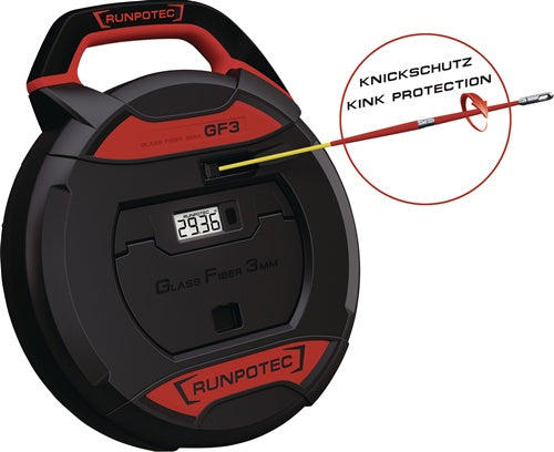 Kabeleinziehgerät GF3 Bandlänge 50 m Biegeradius 38 mm mit Meterzähler RUNPOTEC