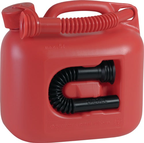 Kraftstoffkanister PREMIUM 5 l rot 2 Auslaufrohre L265xB147xH247mm HÜNERSDORFF