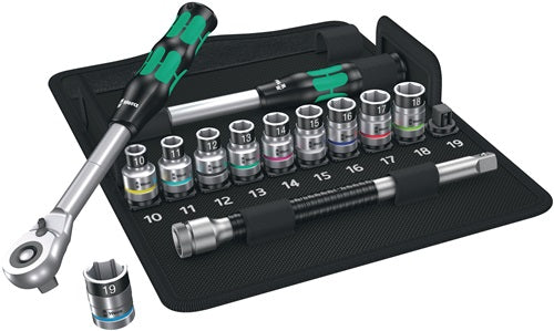 Steckschlüsselsatz 8006 SC 1 13-teilig 1/2 ? Schlüsselweißen 10-19 mm Anzahl Zähne 72 6-Kant WERA