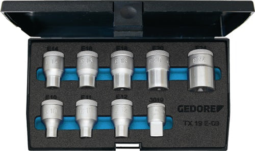 Steckschlüsselsatz TX 19 E-09 9-teilig 1/2 ? E10 - E24 GEDORE