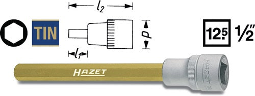 Steckschlüsseleinsatz 986 1/2 ? Innen-6-kant Schlüsselweiße 10 mm Länge 60 mm HAZET