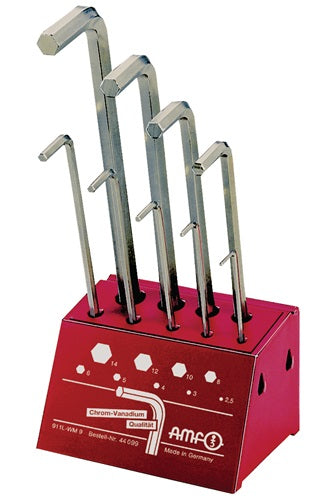 Winkelschraubendrehersatz 911L-WM9 9-teilig Werkstattständer SW 25 - 14 mm lang CV-Stahl AMF