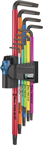 Winkelschraubendrehersatz 967/9 TX XL HF 9-teilig T8 - T40 farbcodiert mit HF lang Kunstoffhalter WERA