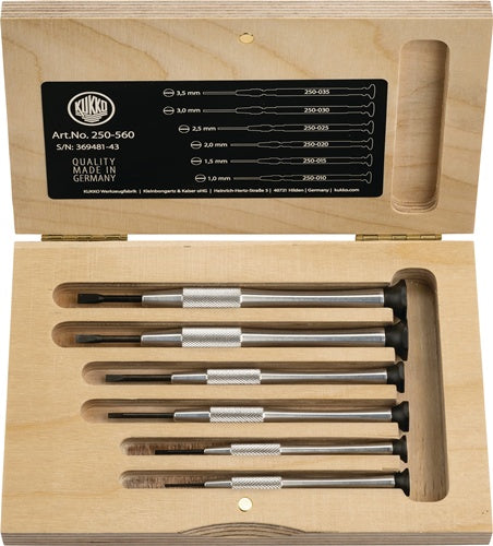 Feinmechanikerschraubendrehersatz 250 6 teilig Schlitz KUKKO